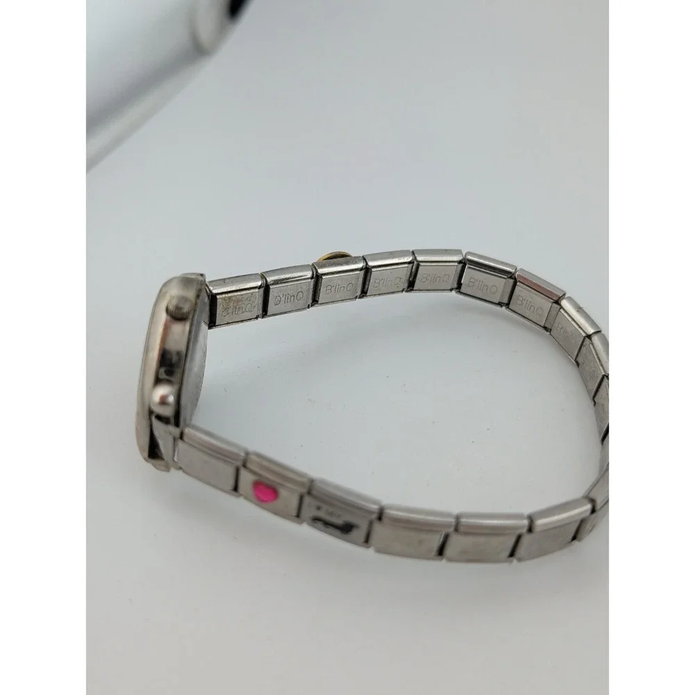 B'linQ Women's Watch Heart Case Charm Tile Dogs Stretch Band- New Battery